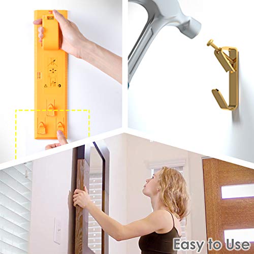 Image of 100 lb Picture Hangers, Picture Hooks for Hanging Pictures, 20Pcs Frame Hooks Picture Hangers Heavy Duty Hardware Hanger Kit Wooden Wall Painting Hangers Hooks and Nails for Pictures (Pack of 2)