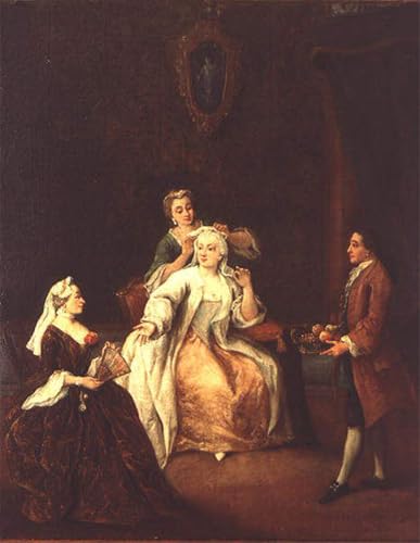 De celebres tableaux toile murale Pietro Longhi affiche le coiffeur idee cadeau deco maison