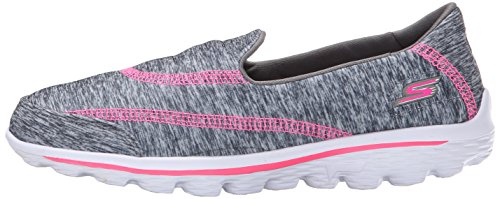 Skechers Kids Go Walk 2-Relay Athletic Slip On (Criança pequena/Criança grande), Gray/Hot Pink, 12 L