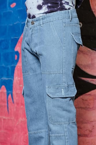 Image of RAGZO Cargo Pants for Men || Men Cargo Jeans Pant || Cargos for Men || Loose Fit Jeans Cargo