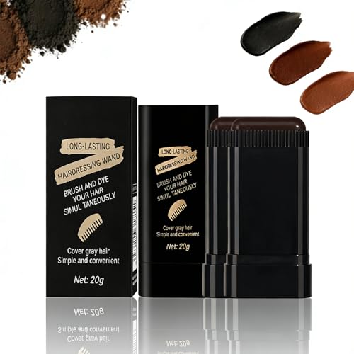 Glo7 Hair Dye Concealer Stick Instant Gray Root Coverage Hair Color Touch up Stick Waterproof Sweat-Proof Long Lasting Temporary Hair Dye Portable for Travel Daily Use (02#Brownish black)