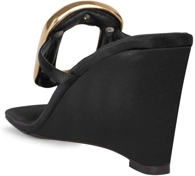 Flip-Flops for Women Thong Sandals Wedge High Heel Beach Comfort Open Square Toe Ladies Dressy Metal Hardware Decoration Summer Shoes Casual Fashion4