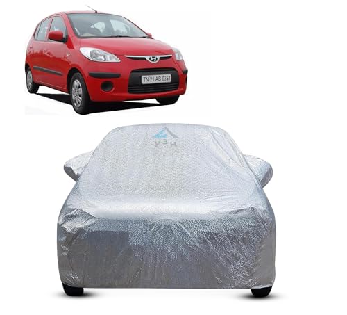 Image of 100% Waterproof Car Cover Compatible with Hyundai I10 Old | All Weather, Dust Proof, UV Protective with Mirror Pocket (Silver Magic)