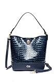 zwei Tragevarianten collezione alessandro Schulter- und Umhängetasche Amica in frischem Design mit Lack-Kroko 24cm x 27cm x 13cm