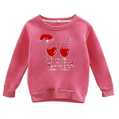 Girls Fall and Winter Christmas Print Casual Round Neck Long Sleeve Sweater Toddler Fashion Hoodies Sweatshirt