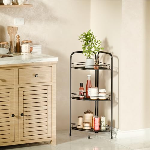 Lifelong 3-Tier Corner Shelf Rack for Kitchen, Bathroom & Living Room | Multipurpose Storage Organizer Stand for Jars,Bottles & Plants|Durable Metal Frame,Space-Saving Corner Design, Anti-Rust Finish