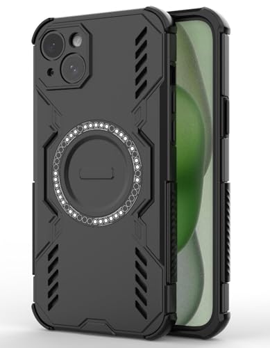 Image of Back Cover Case for Apple iPhone 15 Plus | 360 Protection Mobile Phone Case Mag-Safe | Camera Protection | i Phone 15 Plus Back Cover | iPhone 15Plus - Black TPU+PC