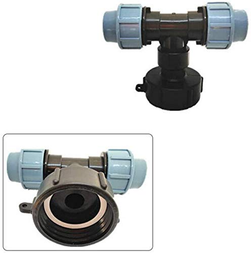 MACHSWON s60x6 Adapter IBC Tank Thread Connector for Mdpe Water Pipe Fittings Tee Outlet 25mm, Black and Blue, Tee 25mm - Image 2