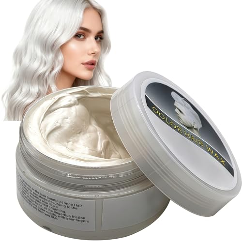 100g Temporary White Hair Color Wax,Instant Hair Dye for Men&Women,Natural Washable Hair Styling Cream,Versatile Use For All,Natural&Safe Ingredients,Easy to Color,Wide Application,Si/lver White
