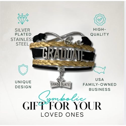 Image of Infinity Collection Graduation Bracelet Gift Graduate Jewelry for Her, Class of 2026 Keepsake, Adjustable Charm Bracelet for Women & Girls
