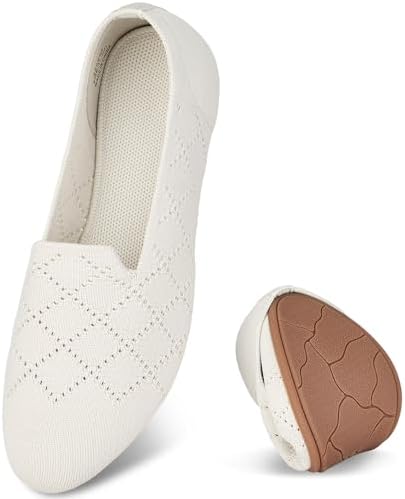 Puxowe Bequeme Ballerinas Damen Atmungsaktive Strick Flache Schuhe Memory Foam Faltbar Slipper Schlupfschuhe