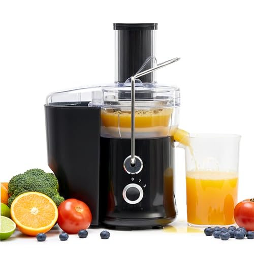 Image of Simple Deluxe Juicer Machines, 480W Centrifugal Juicer Extractor with Wide Mouth 2.6" Feed Chute for Fruit Vegetable, Electric Juicer with 2-Speed Quick Juicing, Easy to Clean, BPA-Free, Black