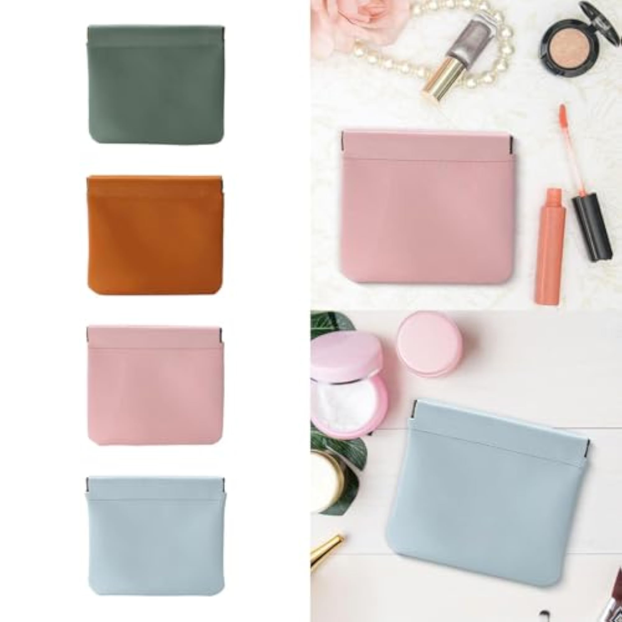 Pocket Cosmetic Bag Self Closing Wallet, Multifunctional Makeup Pouch