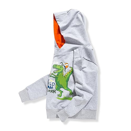 Boys Girls Hoodies Kids Boy Hoodies Crewneck Hooded Sweatshirts Long Sleeve Dinosaur Pullover (Dark Gray, 6-7 Years)2