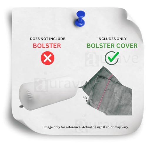 Image of AURAVE Suede 300 TC Printed Bolster Cover with Drawstring Closure, Set of 2, Soft Breathable Durable Machine Washable for Sofa Bed & Home Decor, 15 inchx30 inch, Grey | Cover Only