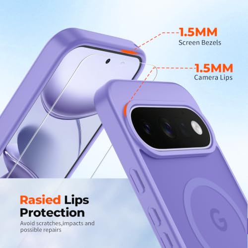 Image of SUPFINE Magnetic for Google Pixel 11 Pro XL Case - Purple | With Screen Protector,Translucent Matte,Built-in Magnets,Military Grade Drop Protection,Shockproof Phone Cover