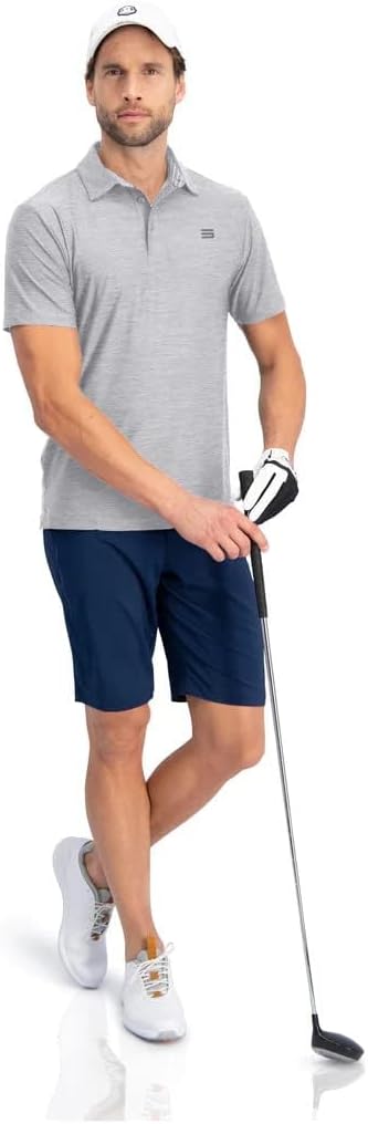 Three Sixty Six Golf Shirts for Men - Dry Fit Short-Sleeve Polo, Athletic Casual Collared T-Shirt Grey - Image 4