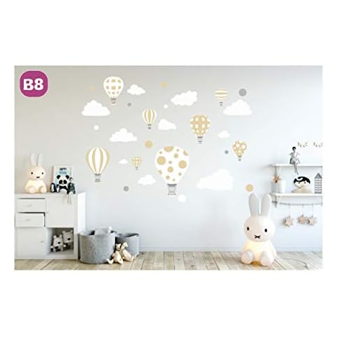 madras24pl Wall stickers Kids Baby Children's Balloons Balloon stickers Hot Air Cloud Decals Bedroom Livingroom Decoration Childroom Cover
