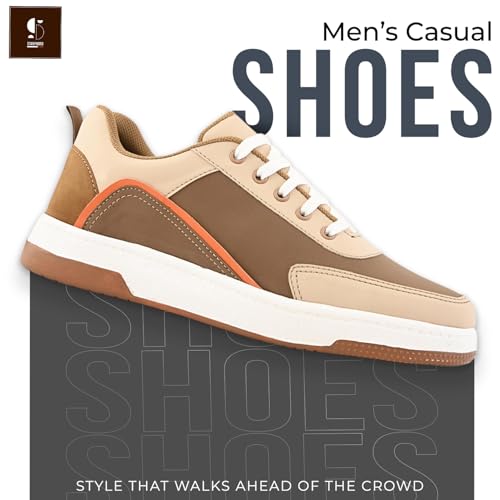 Image of STANPHORD Mens Lumora Sneakers Faux Leather Chunky Colourblocked Trendy Lace Up Casual Shoes Trendy Sole All Day Comfortable Lightweight with Extra Comfort Durable Footwear