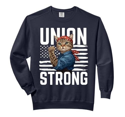 Union Strong Cat USA Flag Labor Day Patriotic and Cat