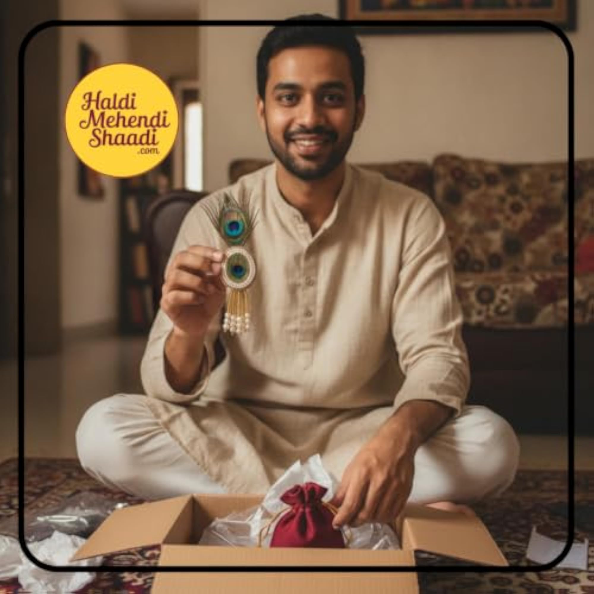 Men's Mor Pankh Brooch for Traditional Sherwani