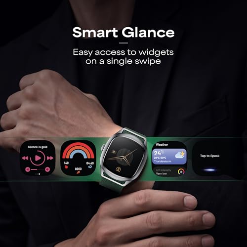 Image of Titan EVOKE S Smartwatch with 1.7 inch AMOLED Display,1000 Nits, AI Watch Faces, Rotary Crown, AI Chat, Smart Glance, Flush strap Transition,Magnetic Precision Buckle,BT Calling, 24 /7 Health Suite - Green