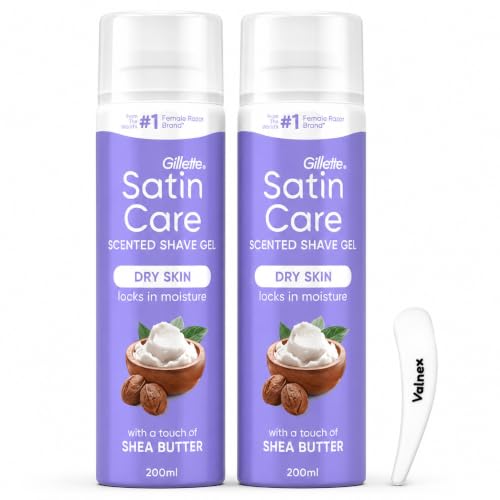 Satin Care Shave Gel Dry Skin Shea Butter Silk 200ML X2 Womens Shaving Gel For Smooth Glide Hydrating Razor Shave Gel For Soft & Comfortable Skin