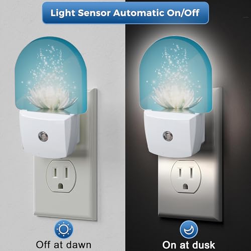 Image of Water Lotus Night Light, Night Lights Plug Into Wall Decor Home Indoor Stairway Kitchen Corridor Boys Girls Women Men Room Gifts