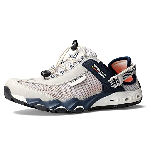 HUMTTO Mens Womens Athletic Outdoor Sandals - Non-Slip Sport Hiking Sandals Closed Toe summer Walking sandals 8 Beige