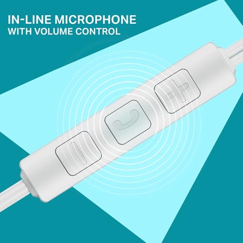 Image of boAt Bassheads 55 Wired Earphones with 10mm Drivers, Metallic Buds, in-Line Mic & Lightweight Design (White)