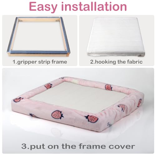 Image of Rug Hooking Frame, Punch Needle Frame, Gripper Strip Frame,Cross Stitch Hoop, with Frame Flannel Cover (9.8*9.8 inch)