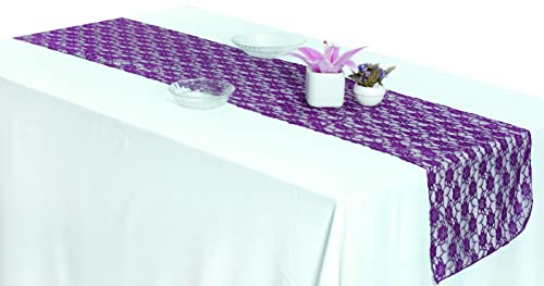Mds Pack Of 12 Wedding 12 X 108 Inches Satin Table Runner For Wedding, Decorations For Birthday Parties, Banquets, Graduations, Engagements, Runners Fit Rectangle, Round Table- Purple #TOP2
