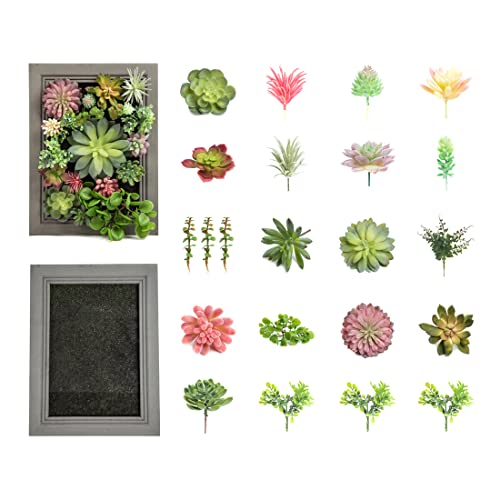 Nattol 3D Artificial Succulent Wall Art Diy Floral Framed Fake Flowers Arrangement Wall Decor For Room Decoration Background Living Outdoor Balcony Porch #TOP4