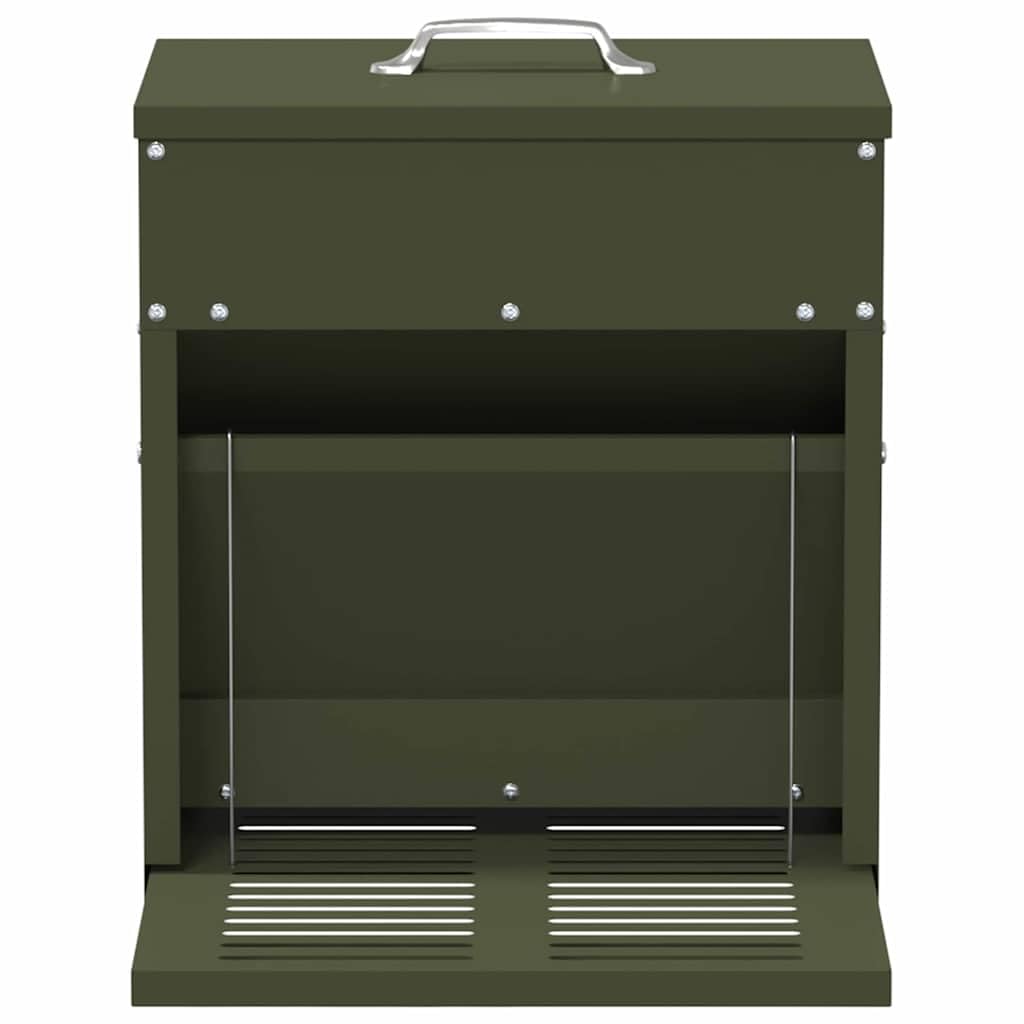 vidaXL Comedero de Pedal para Pollos Verde Oliva 33 x 42 x 40 cm, Comedero automático para gallinas, diseño Compacto, Resistente, Ideal para jardín y terraza