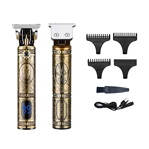 Máquina de Cortar Pelo Inalámbrica. Cortapelos Vintage Profesional para hombre. Cortador de pelo y barba con Cabezal de Titanio, Hoja T, Pila Recargable Incluida, 3 peines guía y cable USB.