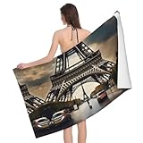 FRESQA Paris Street - Toalla de baño de microfibra de la Torre Eiffel, toalla de baño súper absorbente con suavidad lujosa y estampados brillantes