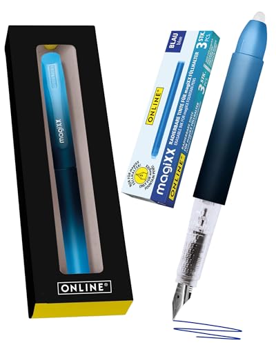 Online Füllhalter magiXX Deep Ocean I Füller mit radierbarer, blauer Tinte I inkl. 4 magiXX Patronen I Schreiben, radieren & korrigieren in einem I Füllfederhalter als Geschenk für Schule & Uni
