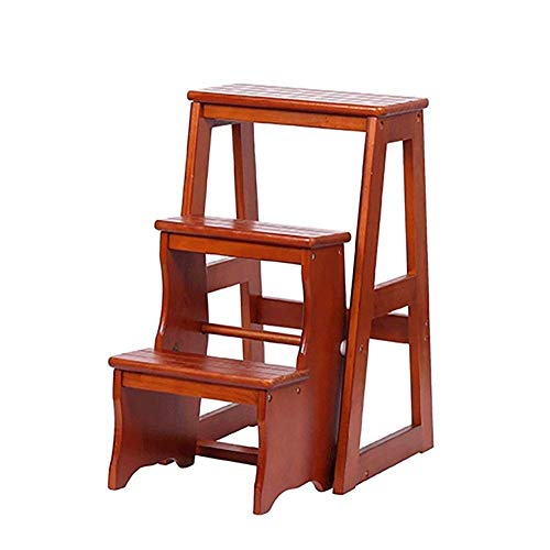 Falta de alcance y espacio: Taburete plegable de madera con 3 escalones multiuso 2