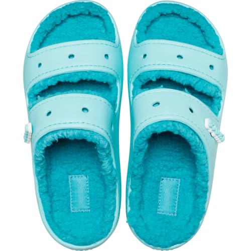 Image of Crocs Unisex-Adult Classic Cozzzy Sandals, Fuzzy Slippers and Slides, Pure Water, 15 Men /17 Women