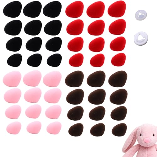 48 Piezas de Nariz de Seguridad de Plástico tipo D con Arandelas, Flocking Narices De Seguridad, Disponibles en 4 Tamaños y 4 Colores para Muñecas, Animales de Ganchillo y Peluches DIY