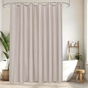 EurCross Duschvorhang 180x200 cm Wasserdicht Textil Stoff Duschvorhänge für Badezimmer, Sandfarben Anti-Schimmel Waschbar Badvorhang mit 12 Ringen