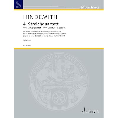 4&egrave;me Quatour &agrave; cordes: &eacute;dit&eacute; d&lsquo;apr&egrave;s le texte de l&lsquo;&eacute;dition compl&egrave;te de Paul Hindemith par Giselher Schubert. op. 22. String quartet. Partition et parties.