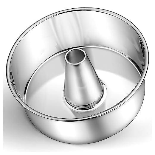 P&P CHEF Angel Food Cake Pan, Stainless Steel 10 Inch Cake Pan with Tube, Round Cake Pan Mold Pound Cake Baking Tin, Conical Hollow & One-piece Design, Oven & Dishwasher Safe, Healthy & Heavy-duty