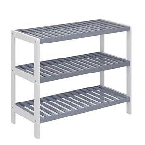 Vencier SR Schuhregal Bambus Grau/Weiß