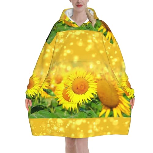 Sweat à capuche couverture en flanelle unisexe imprimé tournesols avec poches