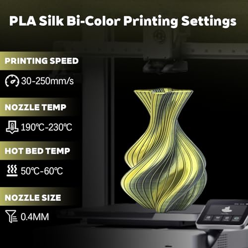Image of Silk Dual Color Black Gold PLA 1.75mm 1kg Shiny 3D Printer Filament FDM AMS