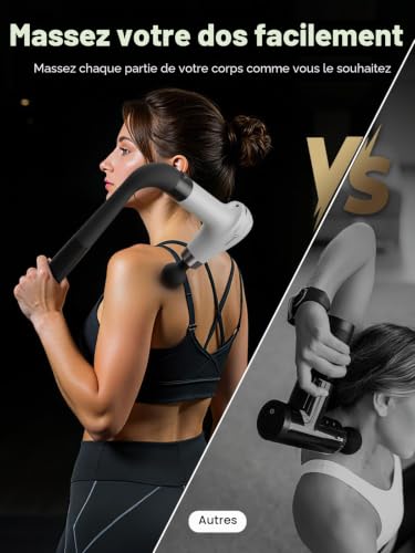 Cotsoco Pistolet de Massage avec Poignée d'Extension Améliorée, Masseur à Percussion Profonde pour le Dos avec 4 Têtes de Massage et 6 Vitesses - Cadeau pour Elle et Lui – vue 6
