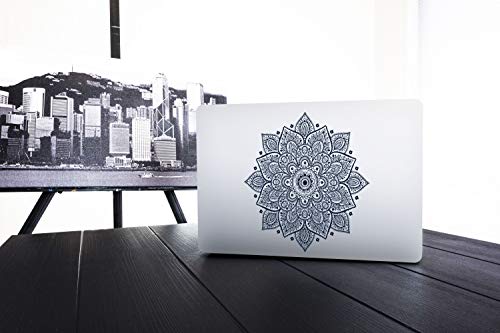 Mandala Laptop Sticker Decal - Removable Waterproof Vinyl Decals Stickers - Mandalas Black Sticker Night Sky Partial Skin Compatible With Computer Macbook Air Pro 13 15 Inch Mac Retina - Artsy Zen Decorative Sticker By Artsybb #TOP6
