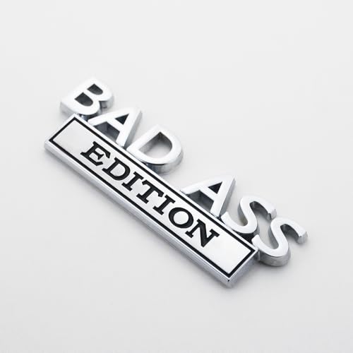 Image of 2Pc Bad Ass Edition Emblem 3D Badge Stickers with Double Tape for Cars, Trucks, Motorcycles, Boats (Chrome Black)
