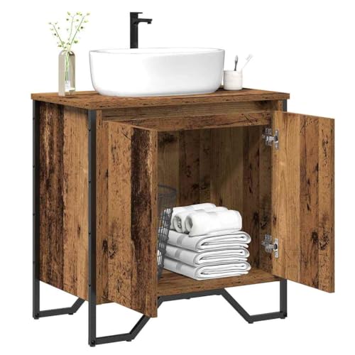 vidaXL Gabinete de Lavabo para Baño Madera Vieja 60 x 35 x 60 cm, Baño Moderno, Armario Rectangular, Mueble Resistente, Almacenamiento Funcional, Lavabo Elegante, Estilo Urbano